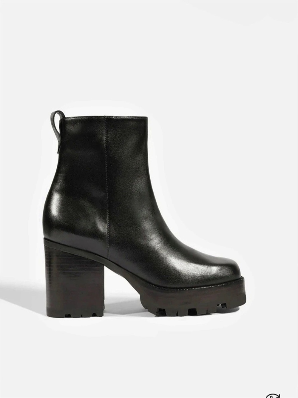 Schutz 240 Leather Bootie - Black Platform Lug Sole Ankle Boots - Size 8